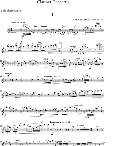 Clarinet Concerto (Piano Reduction and Solo Part)