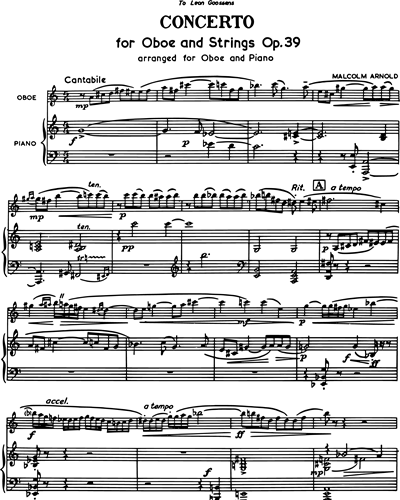 Concerto for Oboe and Strings, Op. 39 (Arranged for Oboe and Piano)
