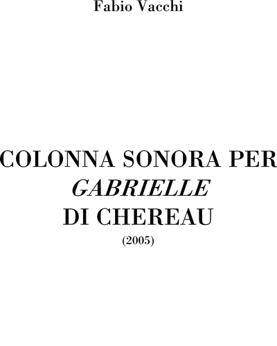 Colonna sonora per Gabrielle di Chereau