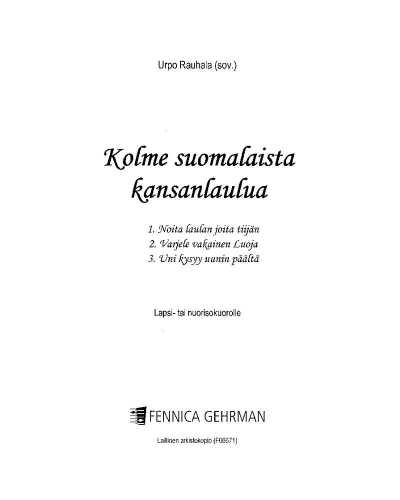 Kolme Suomalaista Kansanlaulua