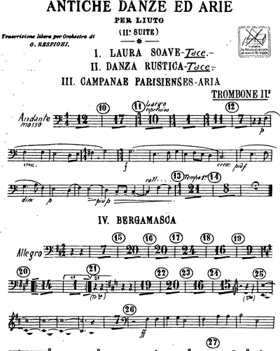 Antiche Danze Ed Arie Per Liuto Suite Ii Trombone 2 Sheet Music By Ottorino Respighi Nkoda