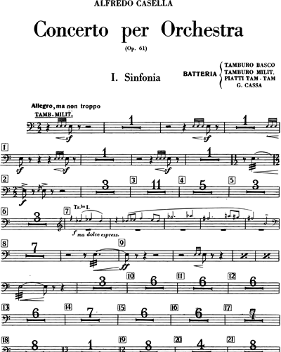 Concerto Per Orchestra Op 61 Percussion Sheet Music By Alfredo Casella