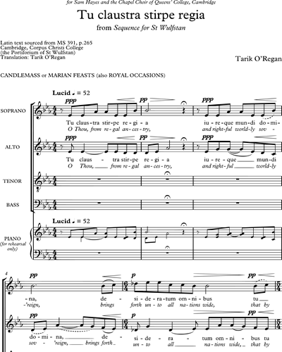 Tu Claustra Stirpe Regia (from "Sequence for St Wulfstan")