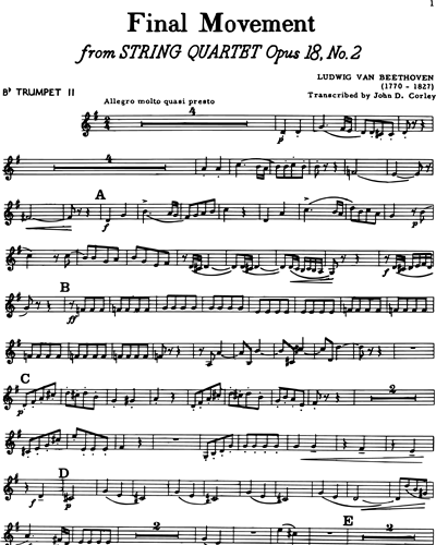 Final Movement (from String Quartet, op. 18 No. 2)