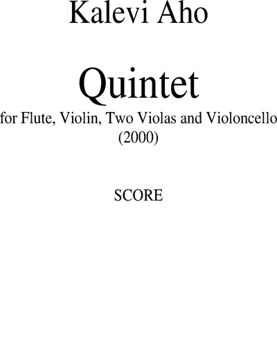 Quintet for Flute, Violin, Two Violas and Cello