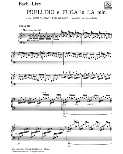 Preludio e fuga in La minore, BWV 543