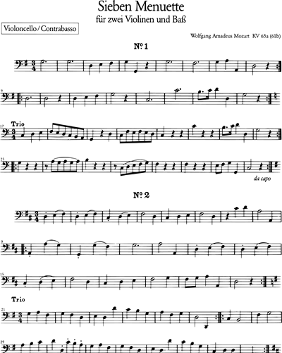 7 Menuette mit Trio KV 65a (61b)