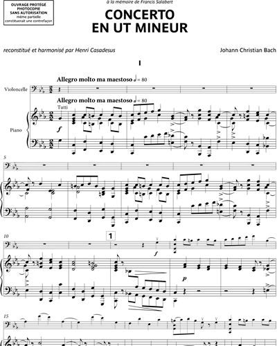 Concerto en Ut mineur - Pour violoncelle & piano