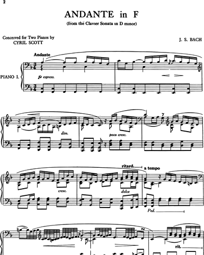 Andante in F (Transcribed for Two Pianos)