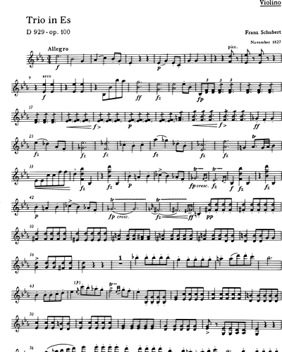 Trio for Piano, Violin and Violoncello E-flat major op. 100 D 929