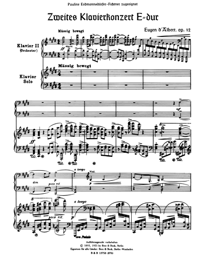 Piano Concerto No. 2 in E major op. 12