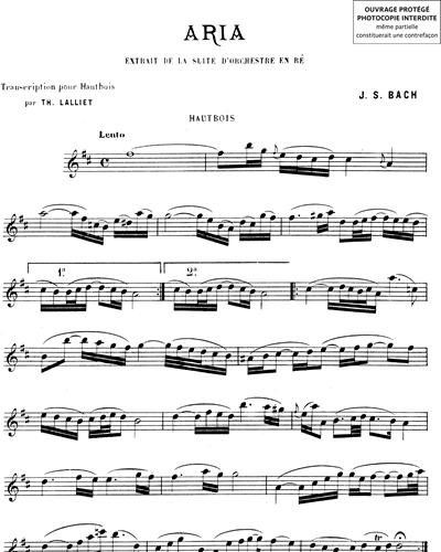 Aria (extrait de la "Suite d’orchestre en Ré" BWV 1068)