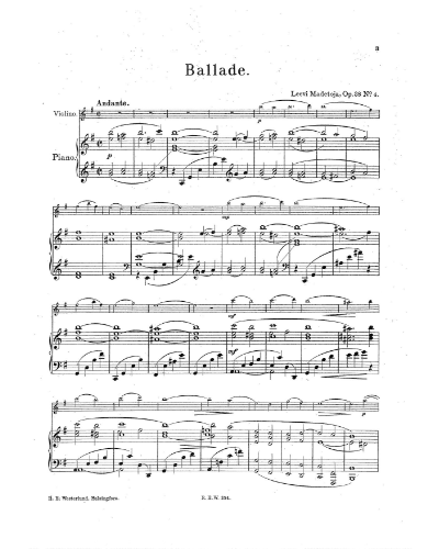 Ballade (No. 4 from 'Romances intimes, op. 38')
