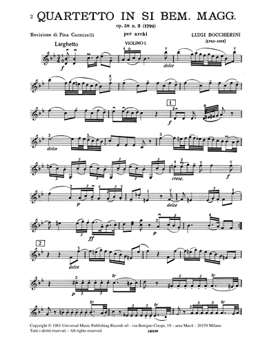 Quartetto in Si♭ maggiore Op. 58 n. 3