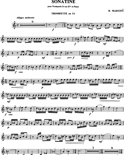 Sonatine pour Trumpette Ut ou Si b et Piano H357