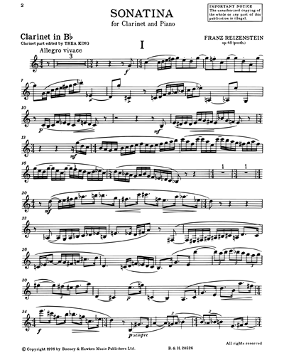 Sonatina for Oboe, Clarinet & Piano
