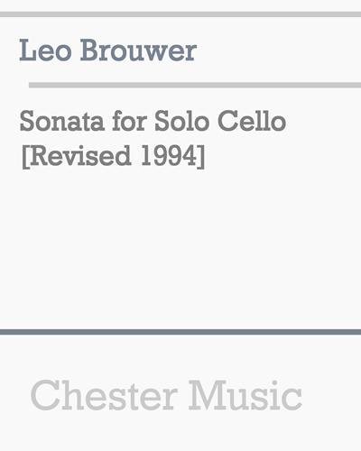 Sonata for Solo Cello [Revised 1994]