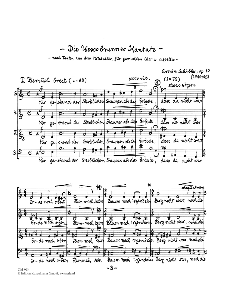 Wessobrunner Kantate (Wessobrunn cantata), op. 10