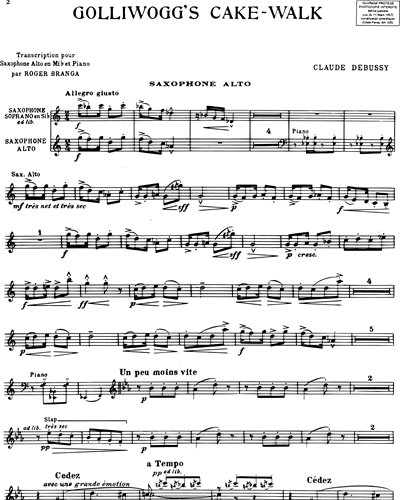 Golliwog's Cakewalk (extrait de "Children’s Corner") - Pour saxophone alto en mi bémol & piano