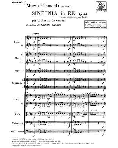 Sinfonia in Re Op. 44