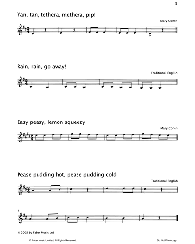 "Yan Tan Tethera Methera Pip" & "Rain Rain Go Away" & "Easy Peasy Lemon Squeezy" & "Pease Pudding Hot" & "Hot Cross Buns" & "Kicking Cans Slong The Street" & "Apple Papple"