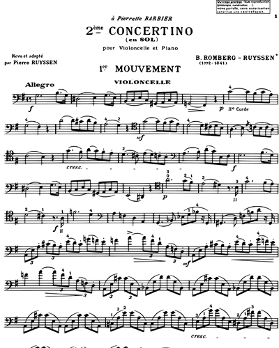 Concertino No. 2 for Cello in G major, op. 38