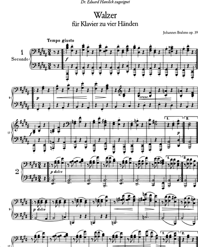 16 Walzer op. 39 (Ausgabe für Klavier zu vier Händen)