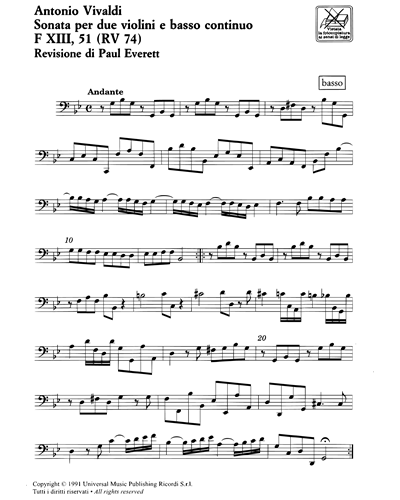 Sonate in Sol minore RV 74 F. XIII n. 51