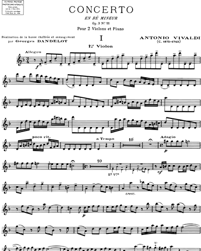 Concerto En Re Mineur Op 3 N 11 Solo Violin 1 Sheet Music By Antonio Vivaldi Nkoda