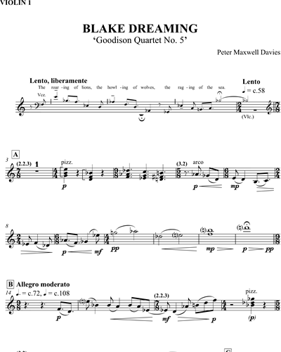 Blake Dreaming, "Goodison Quartet No. 5"