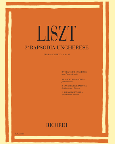 Rapsodia Ungherese n. 2, per pianoforte a 4 mani