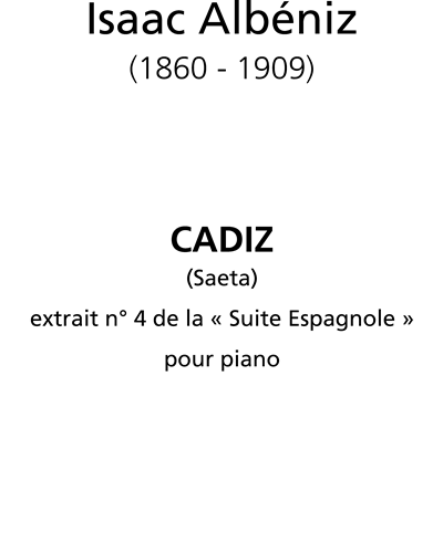 Cádiz (extrait n. 4 de la "Suite Espagnole") - Transcription pour guitare