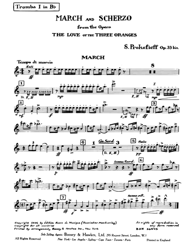 Sergei Prokofiev March Scherzo From Love For Three Oranges Op 33 Trumpet 1 In Sheet Music Nkoda