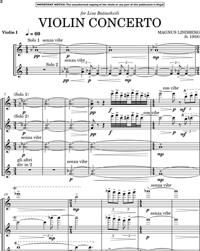 Violin Concerto No. 1 Sheet Music by Lindberg |