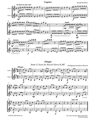 Caprice/Allegro (from 12 Duets for Bassett Horns K.487)