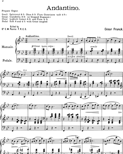 Andantino In G Minor For Organ
