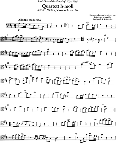 Quartet In B Minor Cello Sheet Music By Louis-Gabriel Guillemain ...