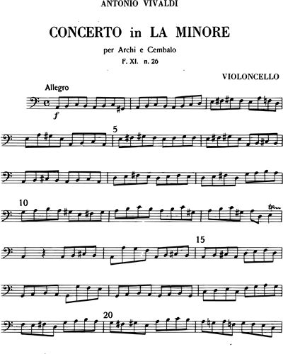 Concerto in La minore RV 161 F. XI n. 26 Tomo 201