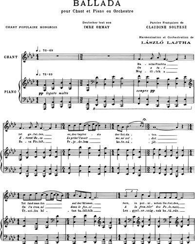 Ballada pour Chant et Piano ou Orchestre