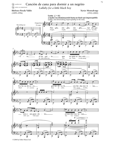 Canción de cuna para dormir a un negrito High Voice & Piano Sheet Music by  Xavier Montsalvatge, nkoda
