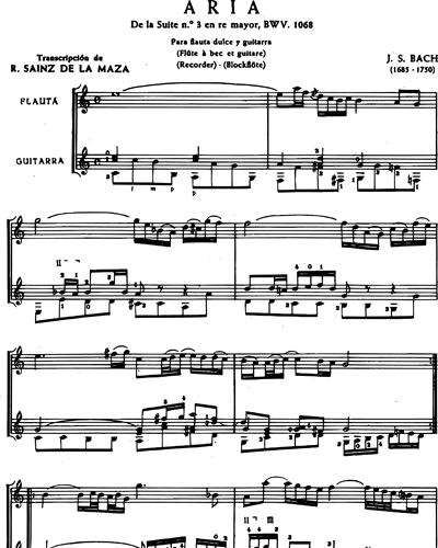 Aria (de la "Suite No. 3 en Re Mayor") BWV 1068