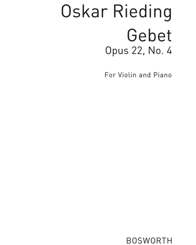 Gebet for Violin and Piano, Op. 22 No. 4