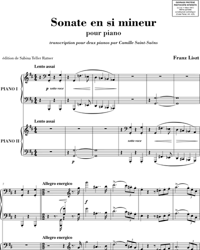 Sonate en Si mineur - Transcription pour deux pianos