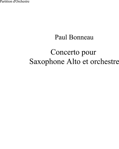 Concerto for Alto Saxophone and Orchestra