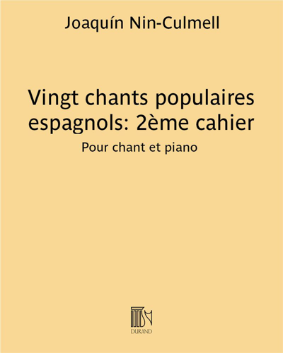 Vingt chants populaires espagnols: 2ème cahier
