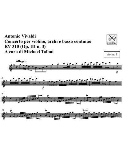 Concerto RV 310 Op. 3 n. 3