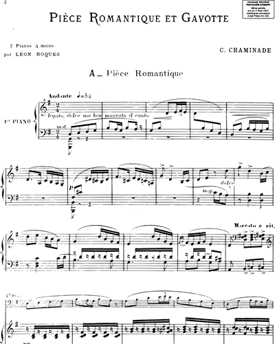 Pièce Romantique et Gavotte, op. 9