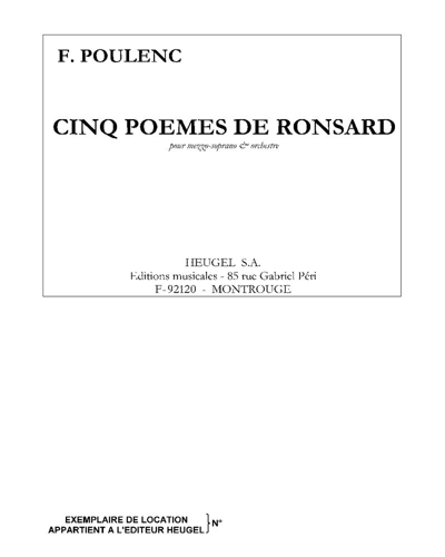 Cinq Poèmes de Ronsard