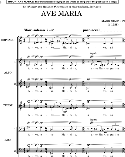 Ave Maria Mixed Chorus Sheet Music by Mark Simpson | nkoda