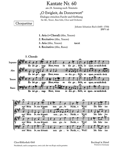 Kantate BWV 60 „O Ewigkeit, du Donnerwort“